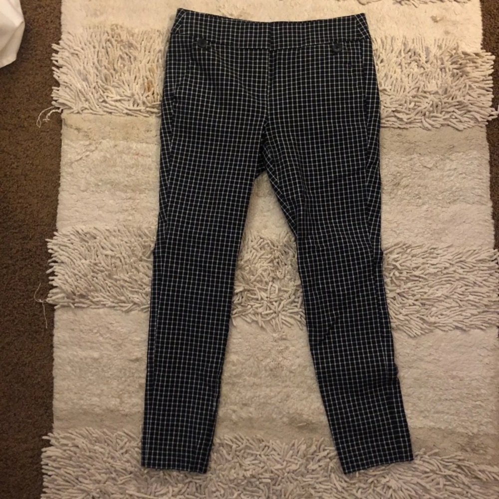 Loft Petite Black & White Grid Dress Pants